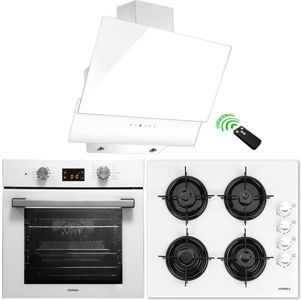 Luxell Opall 15 Program Dokunmatik Dijital Turbo Beyaz Cam Ankastre Set