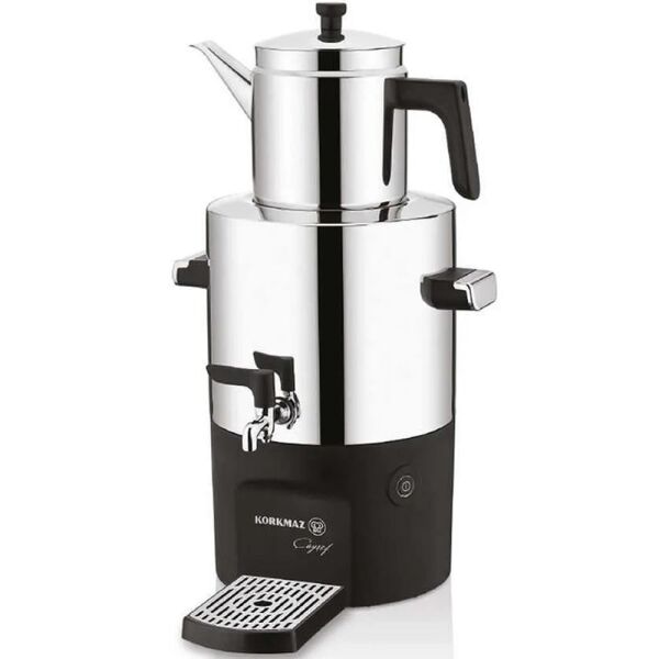 Korkmaz A841-01 Çayşef 2000 W Paslanmaz Çelik Semaver - Parlak İnox