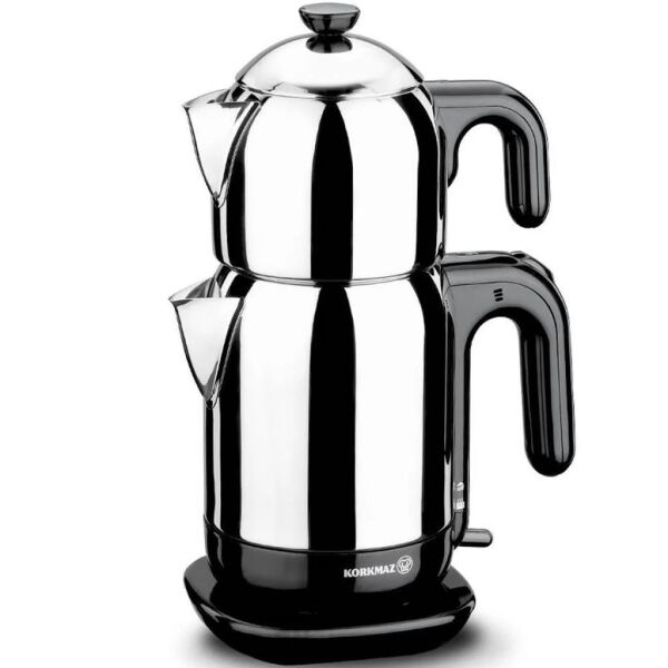 Korkmaz A369 Demtez 1600 W Paslanmaz Çelik Çay Makinesi - Inox/Siyah
