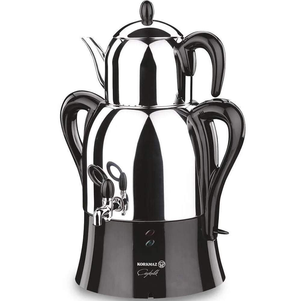 Korkmaz A341-04 Çaykolik 2000 W Paslanmaz Çelik Semaver - Siyah / İnox