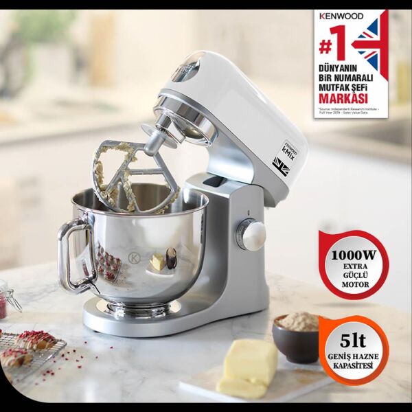 Kenwood KMX750WH kMix 1000W 5 Litre Stand Mikser - Silver / Beyaz