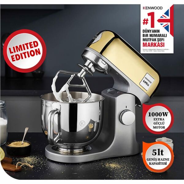 Kenwood KMX760YG Limited Edition 1000W 5 Litre Stand Mikser - Yellow Gold