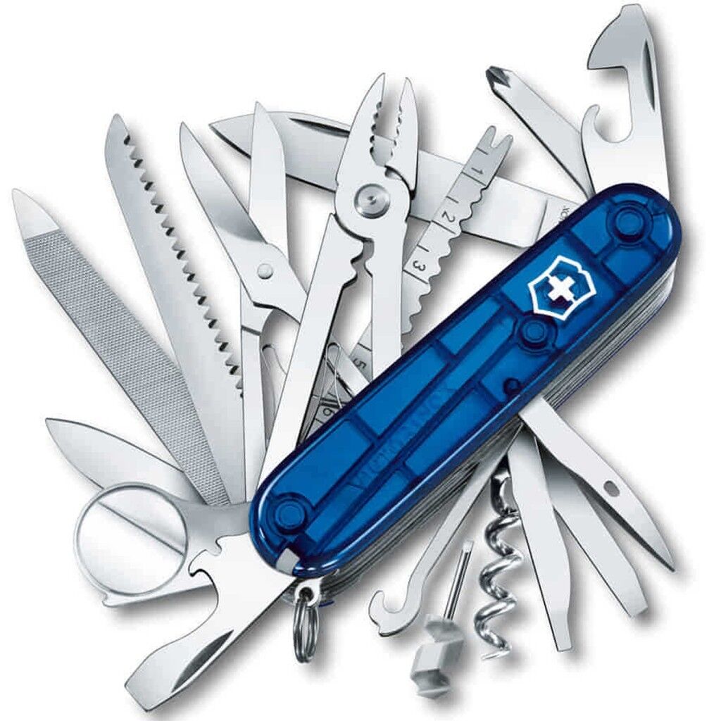 Victorinox 1.6795.T2 Swiss Champ 33 Fonksiyon İsviçre Çakısı - Şeffaf Mavi