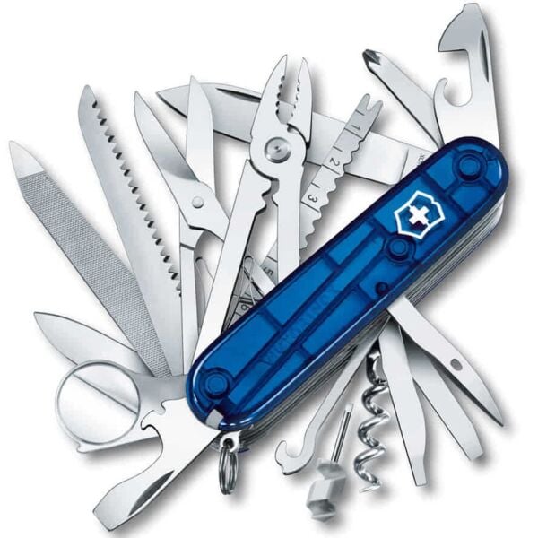 Victorinox 1.6795.T2 Swiss Champ 33 Fonksiyon İsviçre Çakısı - Şeffaf Mavi