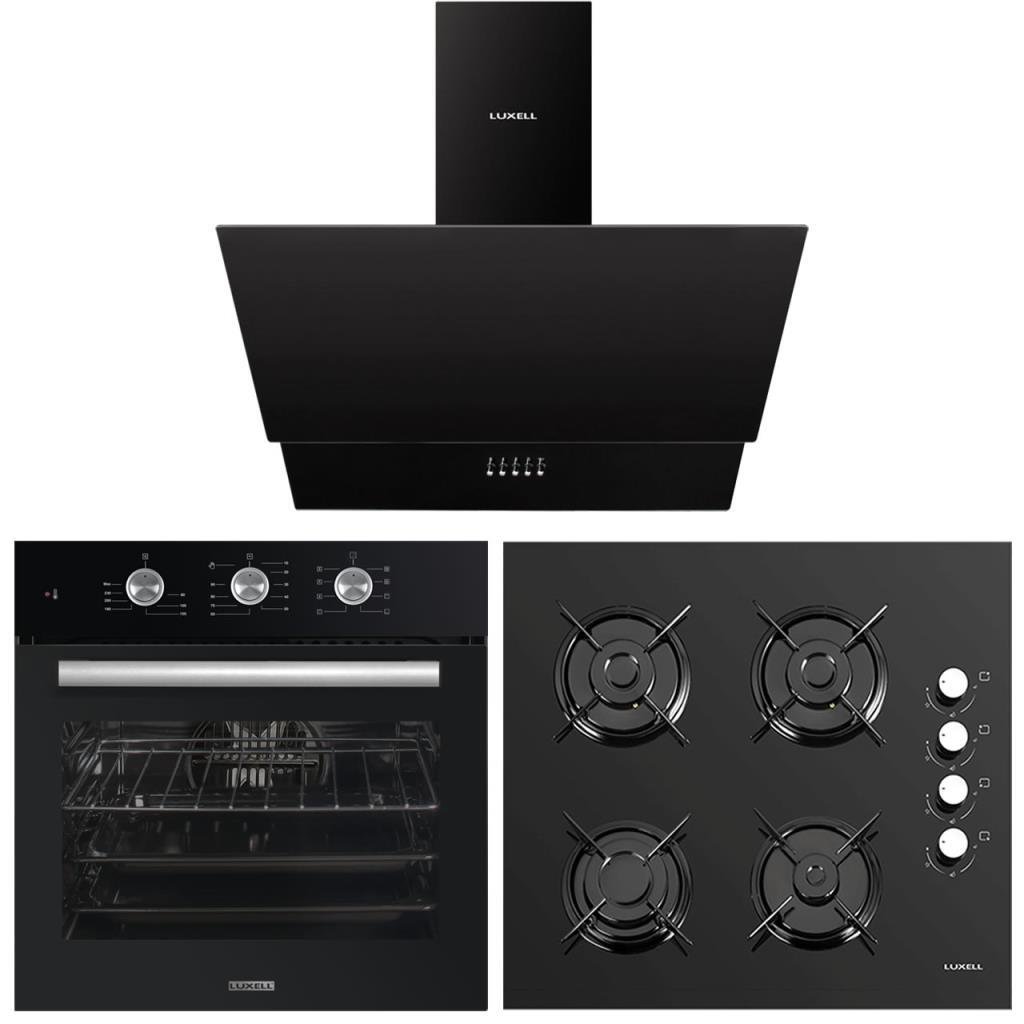 Luxell Safir Plus 8+1 Program Turbo Ankastre Siyah Cam Set