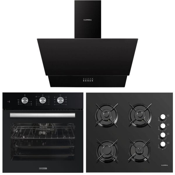 Luxell Safir Plus 8+1 Program Turbo Ankastre Siyah Cam Set