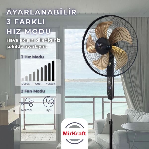 MirKraft FS-K5018 18'' DC Motor 5 Metal Kanatlı Uzaktan Kumandalı Ayaklı Vantilatör
