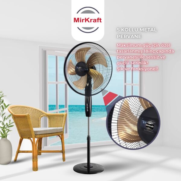 MirKraft FS-M5018 18'' DC Motor 5 Metal Kanatlı Ayaklı Vantilatör