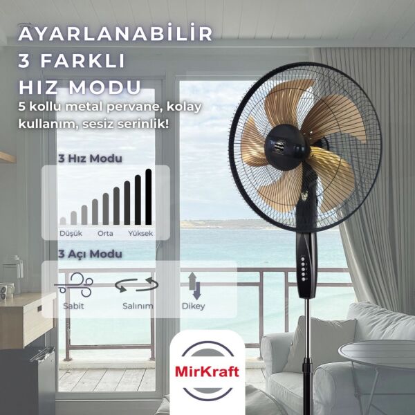 MirKraft FS-M5018 18'' DC Motor 5 Metal Kanatlı Ayaklı Vantilatör