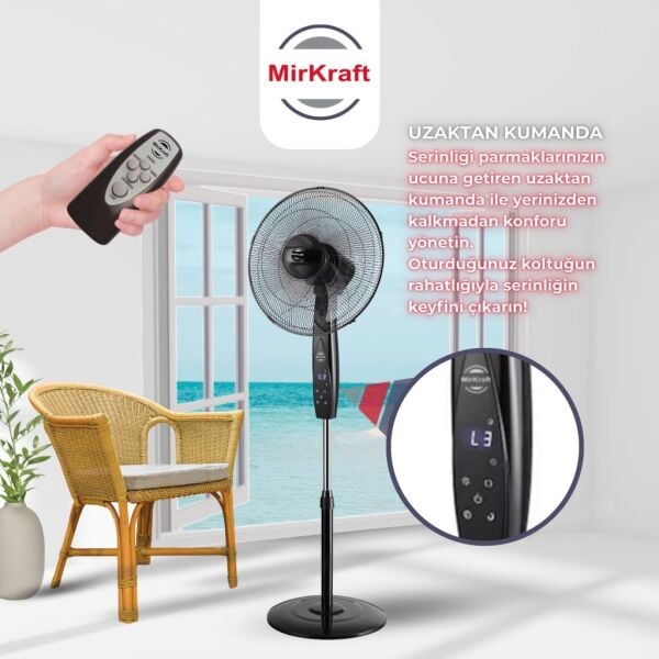 MirKraft FS-K40BR 16'' DC Motor 5 Kanatlı Uzaktan Kumandalı Ayaklı Vantilatör