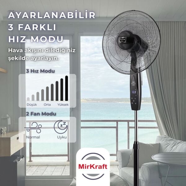 MirKraft FS-K40BR 16'' DC Motor 5 Kanatlı Uzaktan Kumandalı Ayaklı Vantilatör