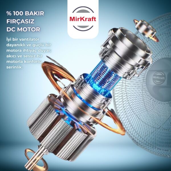MirKraft FS-K40BR 16'' DC Motor 5 Kanatlı Uzaktan Kumandalı Ayaklı Vantilatör