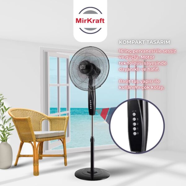MirKraft FS-M40BR 16'' DC Motor 5 Kanatlı Ayaklı Vantilatör
