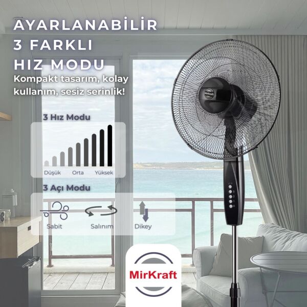 MirKraft FS-M40BR 16'' DC Motor 5 Kanatlı Ayaklı Vantilatör