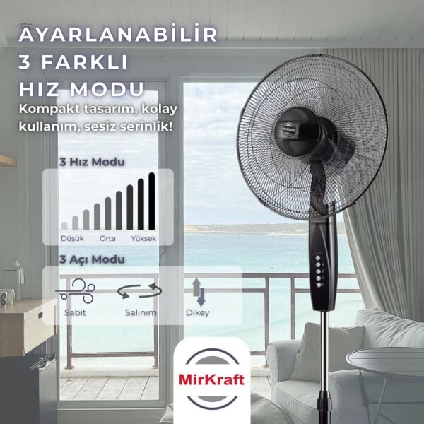 MirKraft FS-M40BR 16'' DC Motor 5 Kanatlı Ayaklı Vantilatör