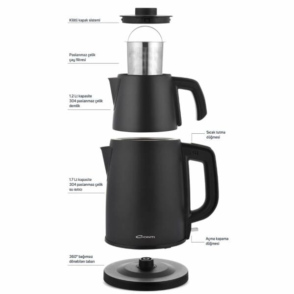 Conti CTM-125 Tealine Paslanmaz Çelik Çay Makinesi - Siyah
