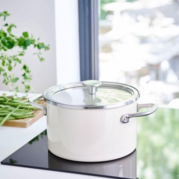 KitchenAid Artisan CC003266-001 Çelik Tencere Almond Cream - 20 Cm.