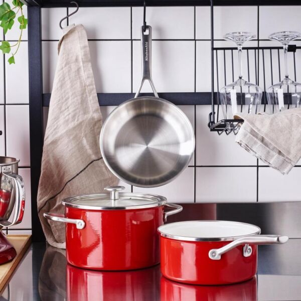KitchenAid Artisan CC003287-001 Çelik Sos Tenceresi Empire Red - 16 Cm | 1,3 L