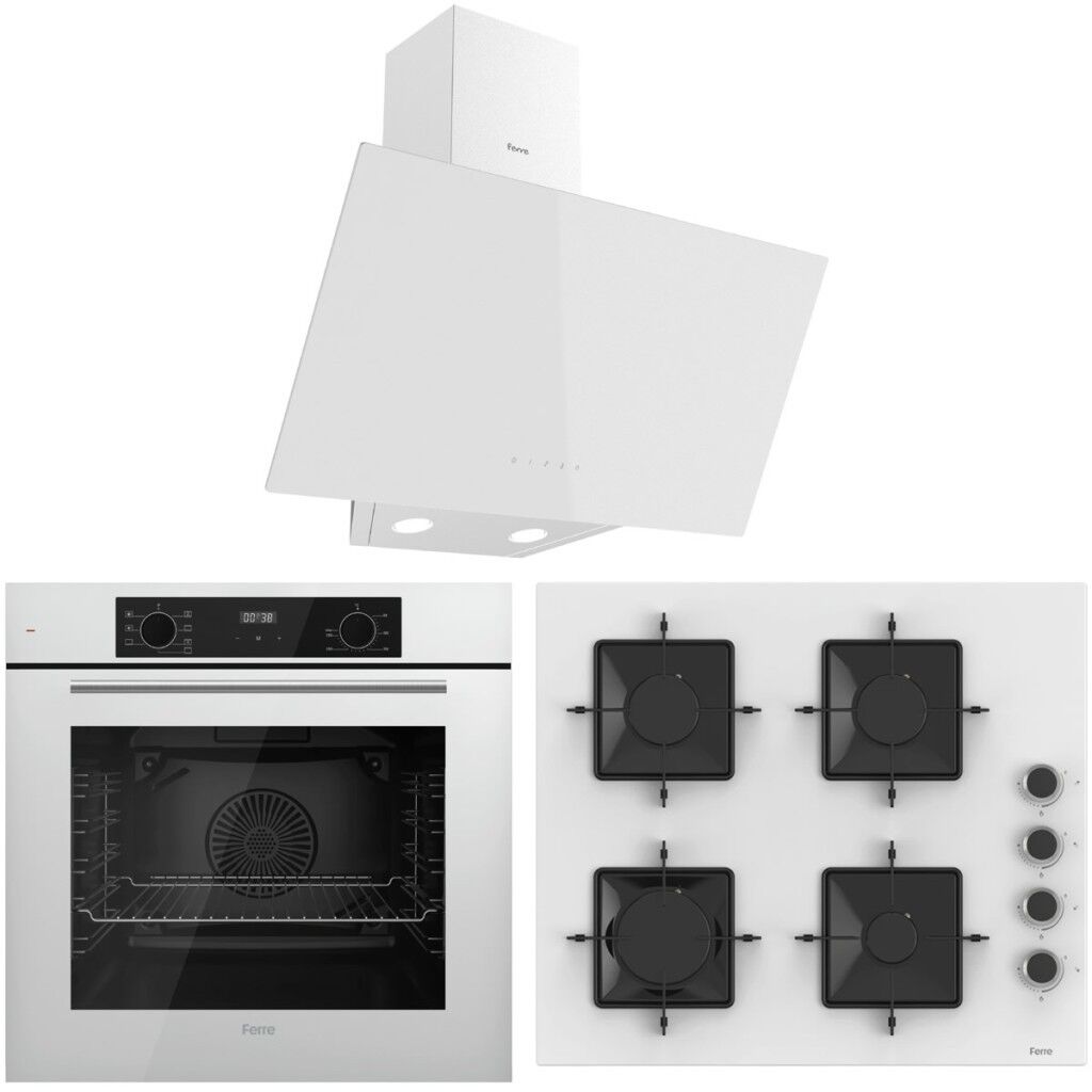 Ferre FlowArt QBL63CB-SS206-D078 7 Prog. Dijital Turbo Ankastre Set - Beyaz