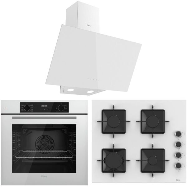 Ferre FlowArt QBL63CB-SS206-D078 7 Prog. Dijital Turbo Ankastre Set - Beyaz