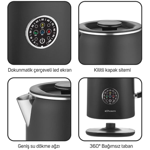 Conti CK-300 Therma 1.7 Litre 1500 W Dijital Kettle - Siyah