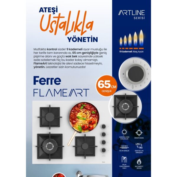 Ferre FryArt Artline Steam QEP64CB - SC406-WFA - D064-SA 9 Prog. Dijital Turbo Ank. Set - Beyaz