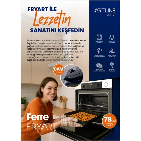 Ferre FryArt Artline Steam QEP64CB - SC406-WFA - D064-SA 9 Prog. Dijital Turbo Ank. Set - Beyaz