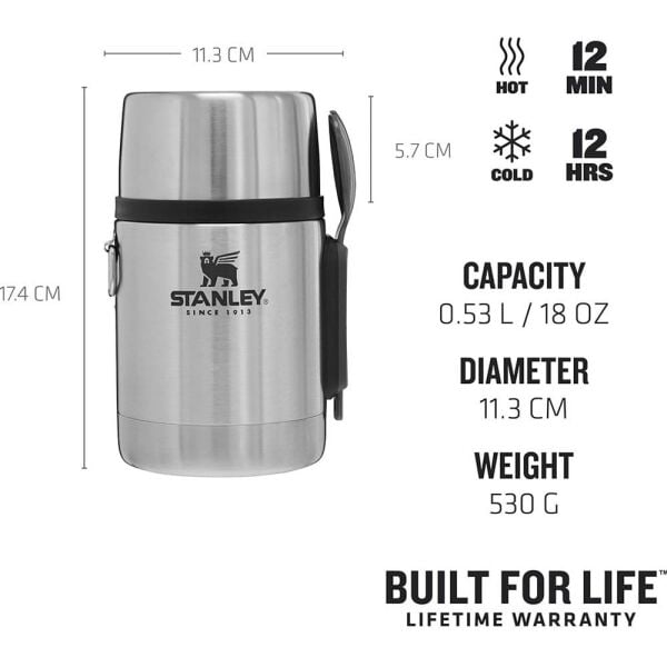 Stanley 10-01287-032 Adventure Kaşıklı 0,53 Litre Çelik Yemek Termosu - Çelik