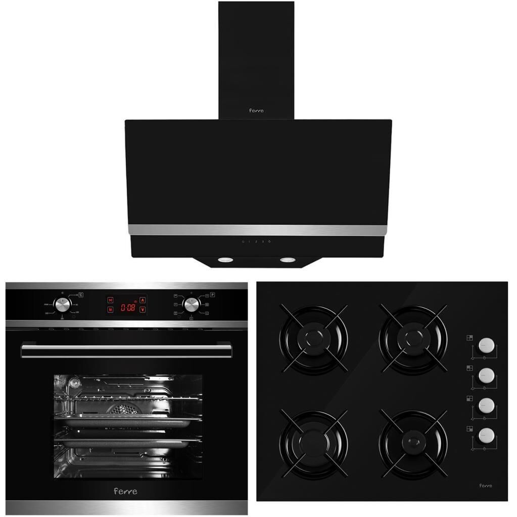 Ferre Elbruz 7 Program Dijital Dokunmatik Turbo Siyah Ankastre Set