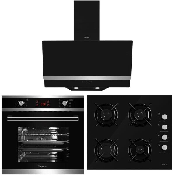 Ferre Elbruz 7 Program Dijital Dokunmatik Turbo Siyah Ankastre Set