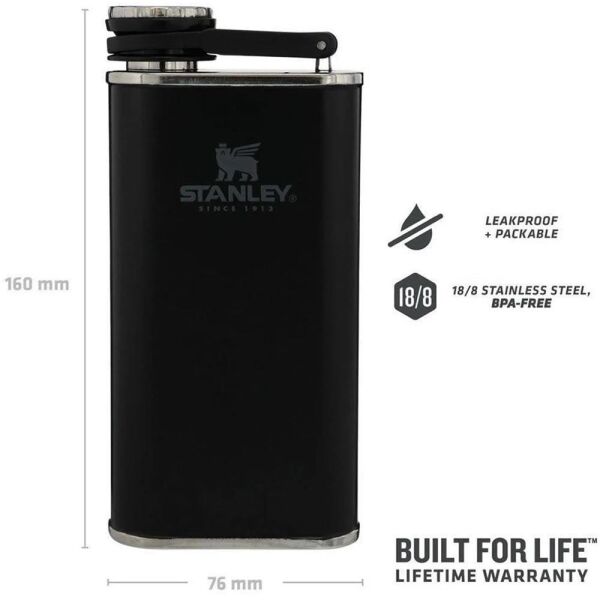 Stanley 10-00837-127 Klasik 0.23 Litre Paslanmaz Çelik Cep Matarası - Siyah
