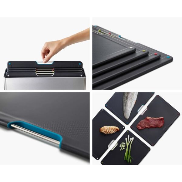 Joseph Joseph 60170 Folio Standlı Kesme Tahtası Seti - Çelik