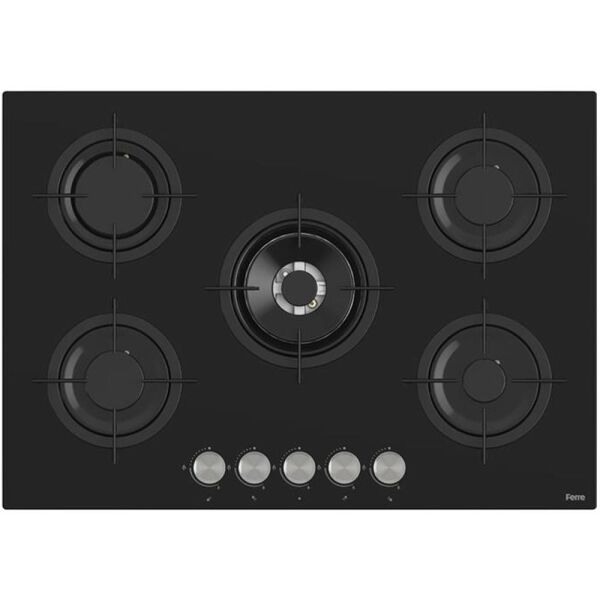 Ferre RS035 75 Cm. 5 Gözlü Woklu Ankastre Cam Ocak - Siyah