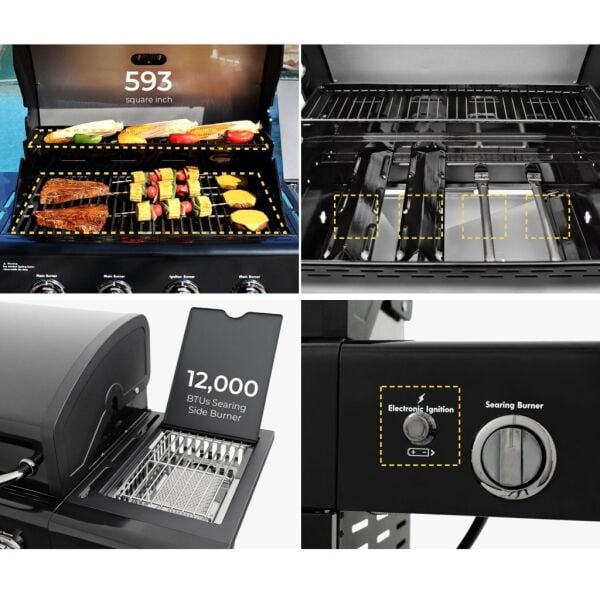 Kenmore PG-40409S0LB-1 Gazlı 4 Ocaklı Barbekü - Siyah