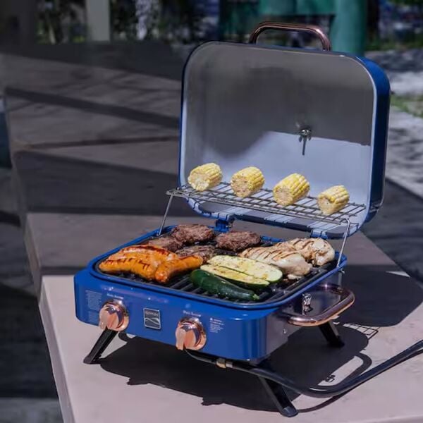 Kenmore KT-R40003-NC Gazlı 2 Ocaklı Masa Üstü Barbekü - Mavi