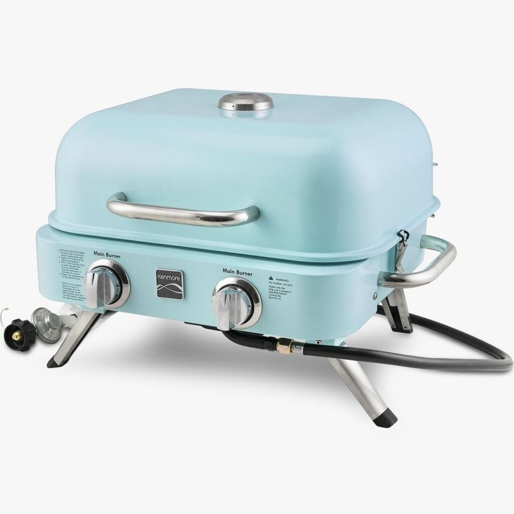 Kenmore KT-R40003-TQ Gazlı 2 Ocaklı Masa Üstü Barbekü - Turkuaz