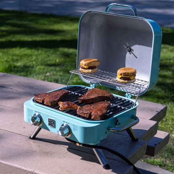 Kenmore KT-R40003-TQ Gazlı 2 Ocaklı Masa Üstü Barbekü - Turkuaz