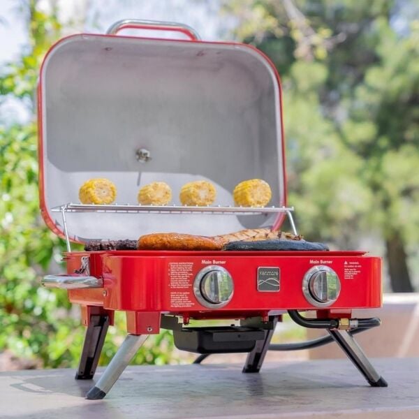 Kenmore KT-R40003-RD Gazlı 2 Ocaklı Masa Üstü Barbekü - Kırmızı