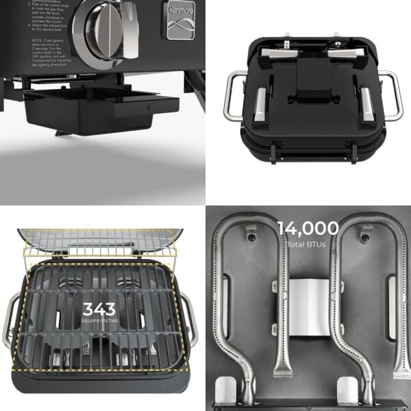 Kenmore KT-R40003-BK Gazlı 2 Ocaklı Masa Üstü Barbekü - Siyah