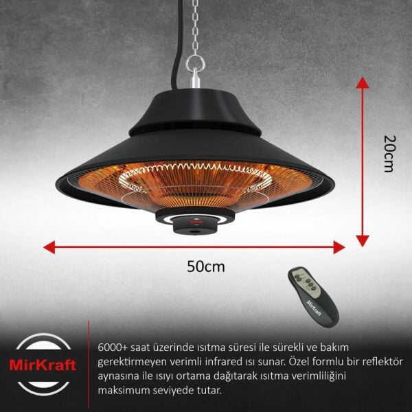 MirKraft Elirg RC 2000W Kumandalı, Led Aydınlatmalı Tavan Tipi Isıtıcı
