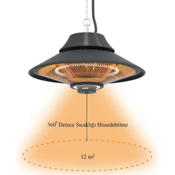 MirKraft Elirg Light 2000W Led Aydınlatmalı Tavan Tipi Isıtıcı
