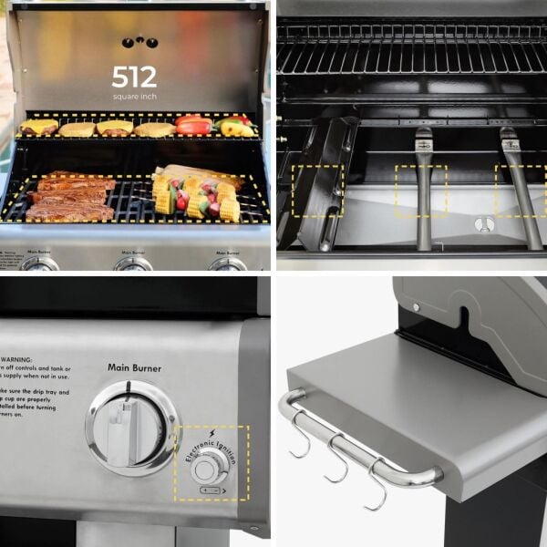 Kenmore PG-4030400LN-BK Gazlı 3 Ocaklı Barbekü - İnox