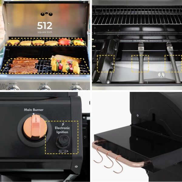 Kenmore PG-4030400LN-BC Gazlı 3 Ocaklı Barbekü - Siyah