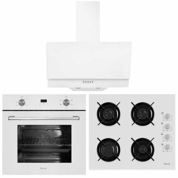 Ferre White Hawaii Dijital Turbo Beyaz Cam Ankastre Set