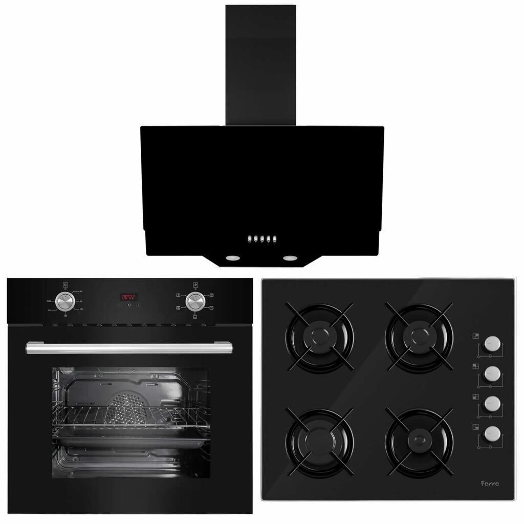 Ferre Black Hawaii Dijital Turbo Siyah Cam Ankastre Set