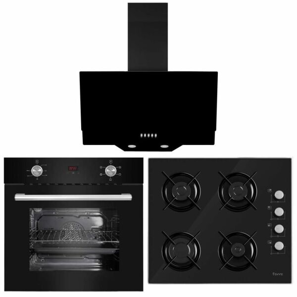 Ferre Black Hawaii Dijital Turbo Siyah Cam Ankastre Set