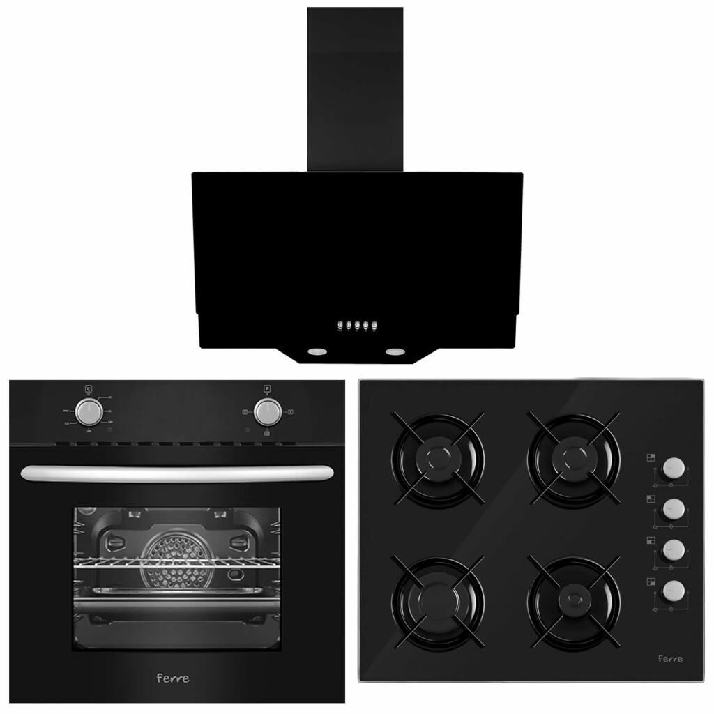 Ferre Black Lizbon Turbo Siyah Cam Ankastre Set