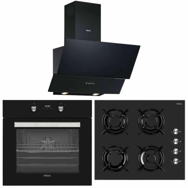 Regal Dijital Turbo Siyah Cam Ankastre Set