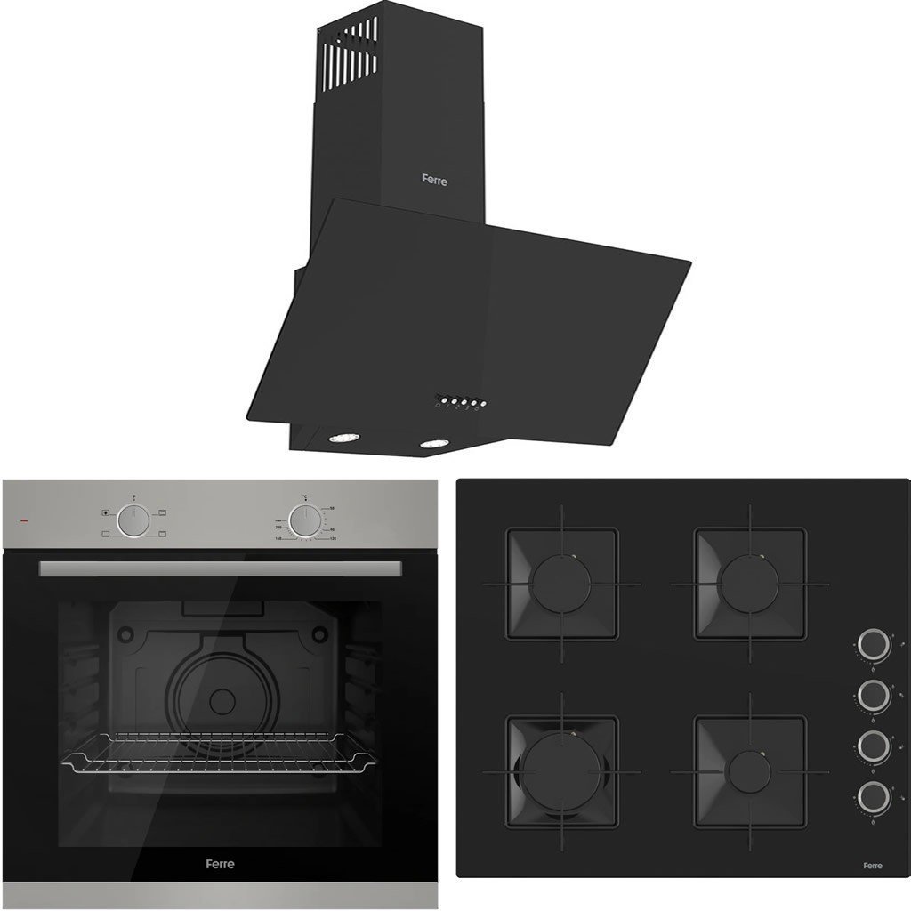 Ferre XE61MDV - SS205 - D086 4 Prog. Mekanik Statik XL 78 Litre Ankastre Set - İnox/Siyah