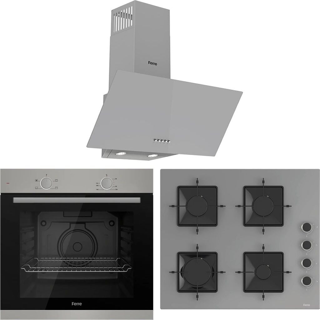 Ferre XE61MDV - SS208 - D088 4 Prog. Mekanik Statik XL 78 Litre Ankastre Set - Gri